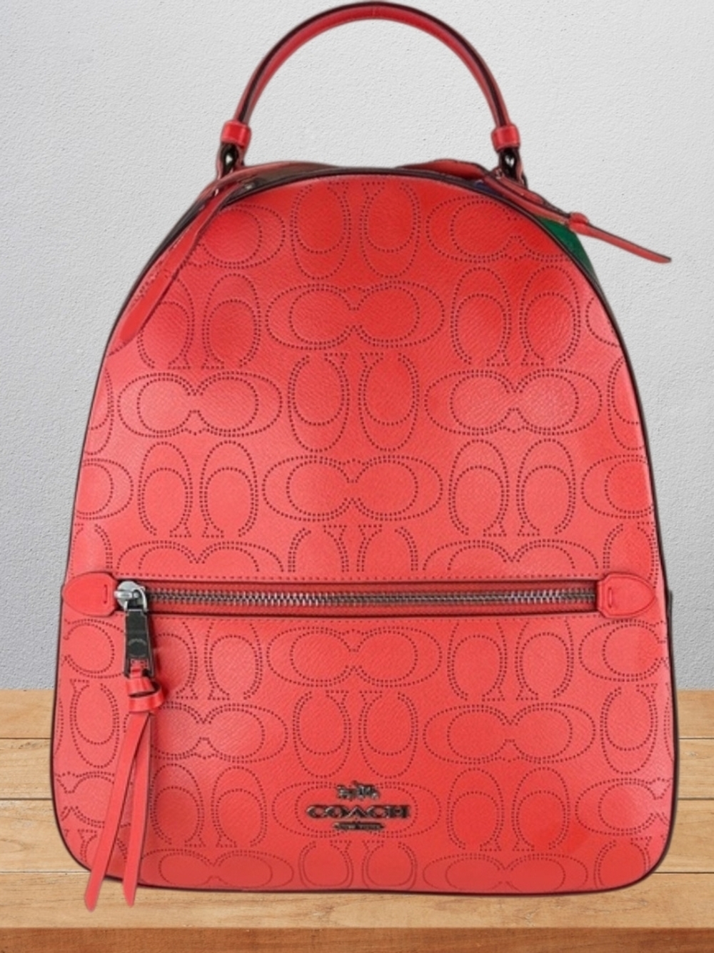 Coach Jordyn Perforated Leather Backpack Miami Red NWOT $450 Retail